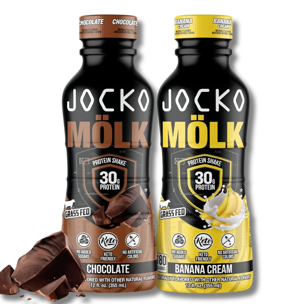 Jocko Fuel Mölk RTD Protein Shakes Bundle - Šokolādes un banānu krēms (24 Pack Kopā)