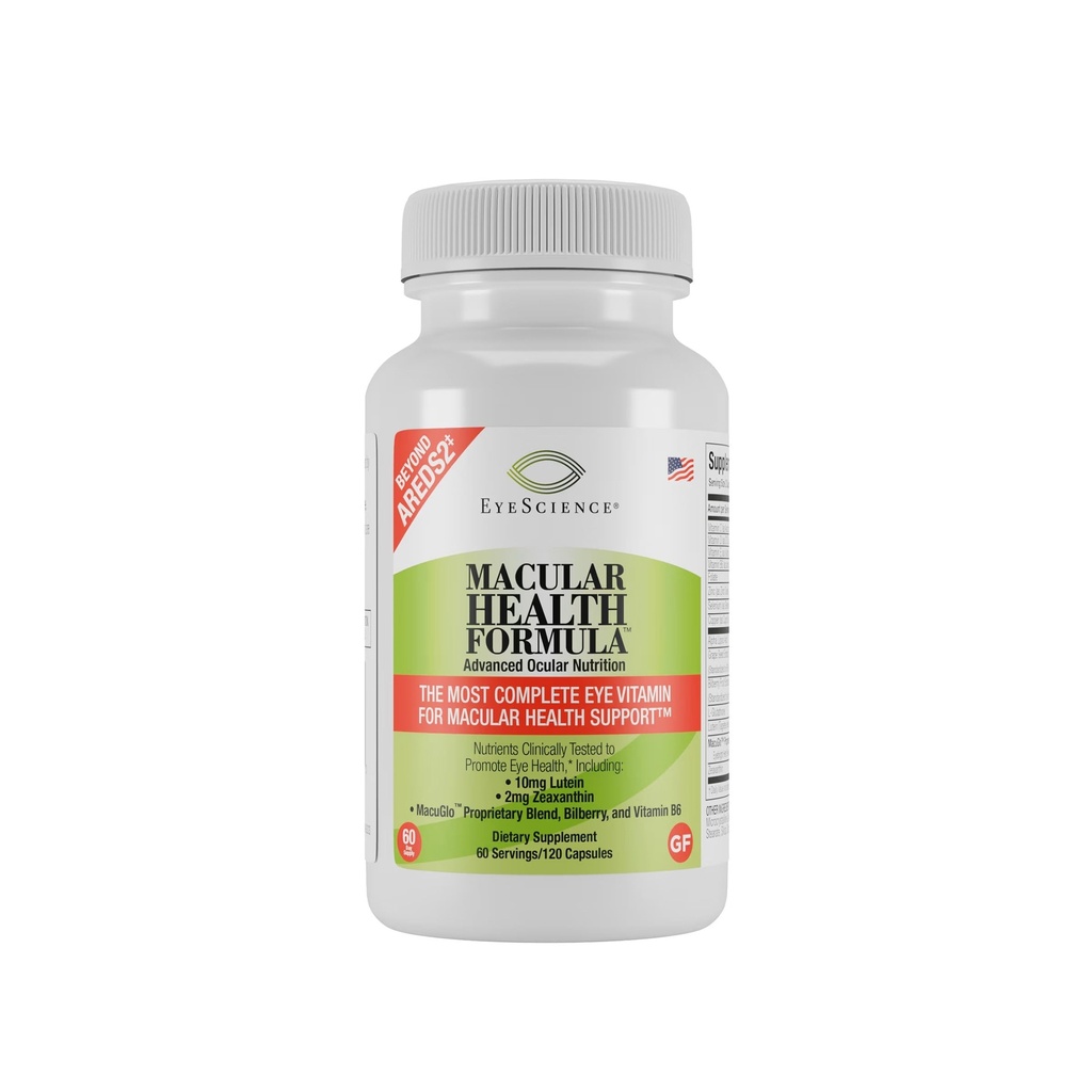 EyeScience Macular Health Beyond AREDS2 Formula, Advanced Ocular Vitamīnu - kas satur luteīnu, Zeaksantīnu, Melleņu un vitamīnu C, D, E un B6 (60 dienu piegādes)
