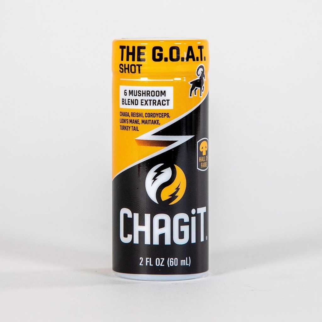 G.O.A.T. Shot, Izcilākais no visiem tonikiem ar Chaga, Lion's Mane, reishi, cordyceps, Turkey Aste un maitake, tīra šķidruma ekstrakcija