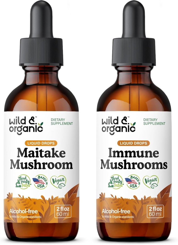 Savvaļas un organiskās maitake Sēņu Tincture 2 fl oz & Imūnās sēnes Tincture 2 fl oz