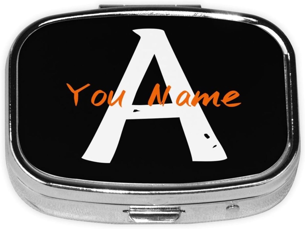Custom Square Pill kaste ar spoguli Personalizēts Foto Teksts Logo Vārds Ceļot mazpiltuves Case 2 Iedalījums Pielāgots Portable Metal Medicine Konteiners Vitamīnu Organizators kabatu Purse (Name)