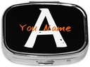 Custom Square Pill kaste ar spoguli Personalizēts Foto Teksts Logo Vārds Ceļot mazpiltuves Case 2 Iedalījums Pielāgots Portable Metal Medicine Konteiners Vitamīnu Organizators kabatu Purse (Name)
