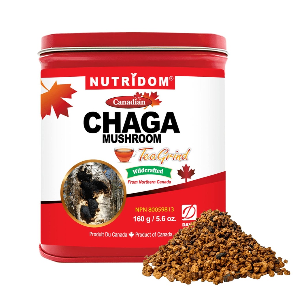 Nutridom Kanādas Chaga Sēņu tēja Grind, Pebbles, Wild-Harvested, Hand-Picked, 160 g