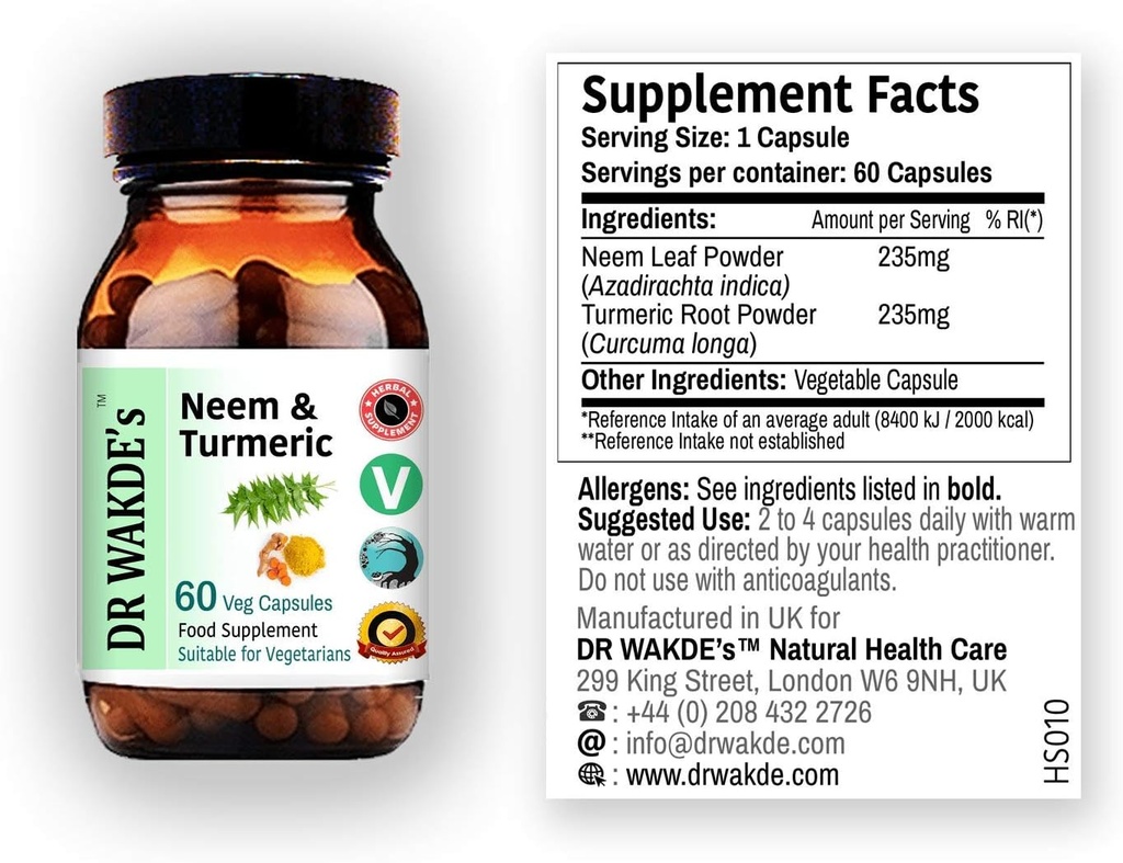 DR WAKDE ir Neem & Turmeric Kapsulas 