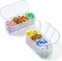 Iknedēļas Pill organizētājs Travel,4/3/2 Reizi dienā, Divpusējs atvēršanas dizains, Pārnēsājama Pill kaste vitamīnu / Zivju eļļas / Medikamenti / Papildinājumi (2PC White) uzglabāšanai