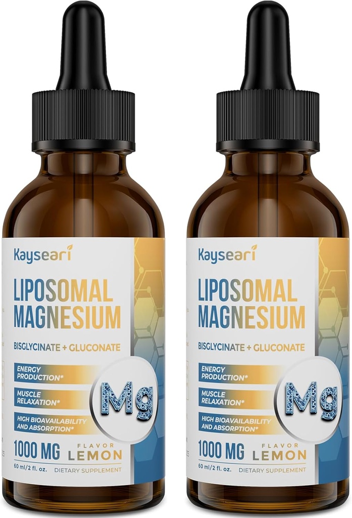 Augsta stipruma liposomālie magnija pilieni, viegli absorbējami, magnija bisglicināta un magnija glikonāta helātu formas, 60ML citrona uzliesmojoši šķidrie pilieni