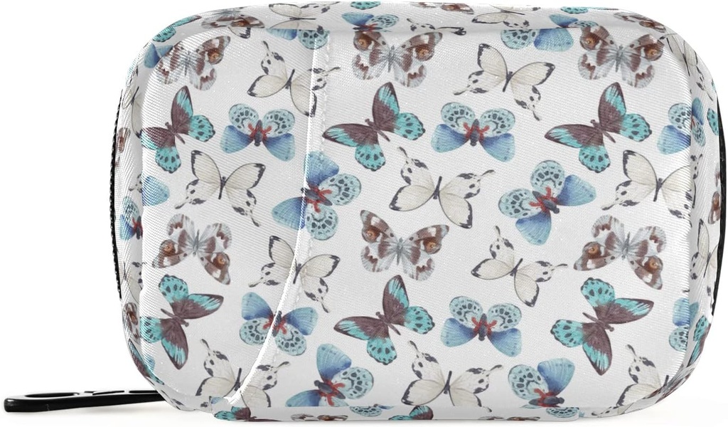 Naanle Blue Butterfly 7 Day Pill Case Travel Organizators ar zipper Bag - Pārnēsājams Weekly Case - Kompakts izmērs Vitamīnu piedevas turētājs