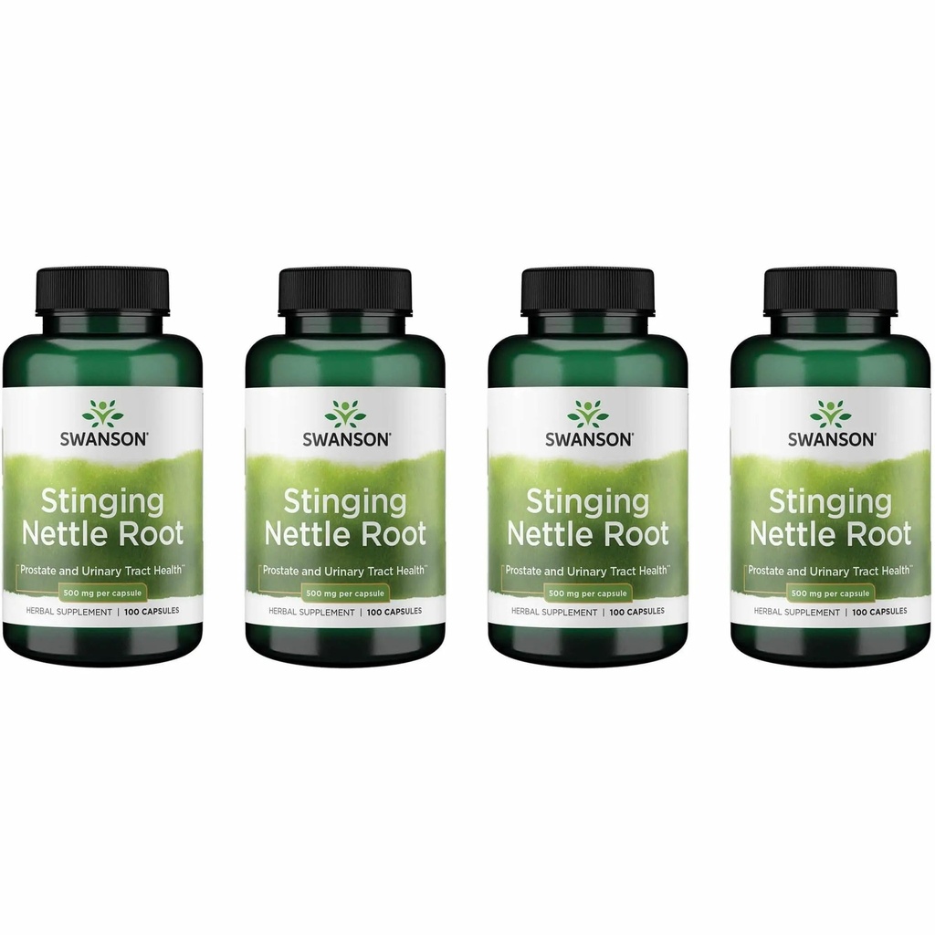 Swanson Stinging Nattle Root (Urtica Dioica) - augu valsts papildinājums - (100 kapsulas, 500 mg) (4 iepakojumi)