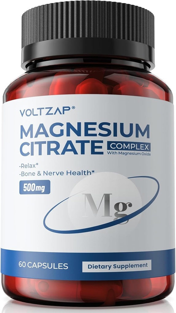 Magnija citrāts kapsulas 500mg Papildinājums: Aizcietējums un veselība Miega atbalsts Augsta absorbējama magnija Elementa papildinājums komplekss muskuļu un gremošanas atbalstam - bez GMO un lipekļa