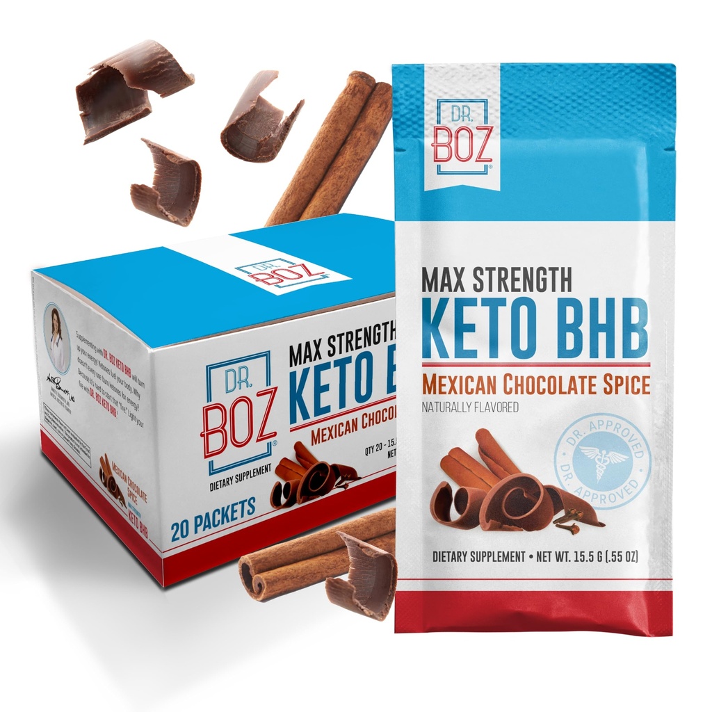 Dr. Boz - Keto BHB pulveris - Meksikas Šokolādes Garšvielas, 20 Kalpojumi - Ketones Dzēriens - Enerģija & Samazinātas alkas - Max Strength Diētiskā Papildinājums - Kvalitāte pārbaudīta - Ražots ASV - 10.9oz (310g)