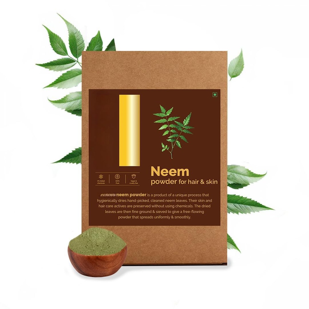Neem Leaf pulveris, 100% tīrs un dabīgs, higiēniski žāvēts, iepakojums veselīgiem un spēcīgiem matiem - 100 Grams