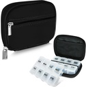 Serfeymi Weekly Travel Pill Organizatora Pill Case Purse with Removable 7 Day Pill Box, Modes Travel Medicine Organizators Pill Konteiners medicīnai, Vitamīns, Papildinājums - Black 01 + Pill Box