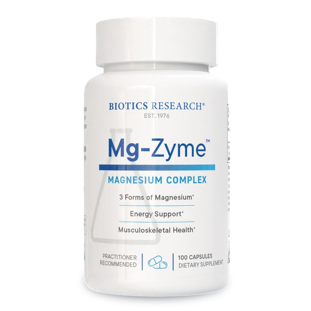 Biotikas pētniecība Mg-ZymeTM Triple Magnija komplekss 100 mg- Magnija glicināts, glikonāts, aspartāta helāta papildinājums, augsta absorbcija, atbalsta miegs, enerģija, sirds un asinsvadu veselība-100 kapsulas