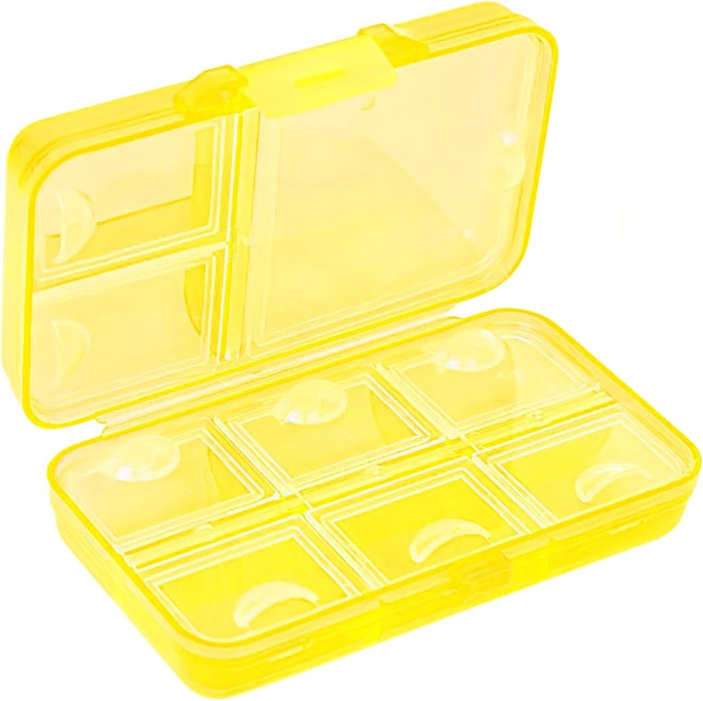 Pillu organizētājs, portatīvais Pillu kaste, 9 nodalījumi Mitrums-Proof Travel Tabletes kaste vitamīniem, medicīna, zivju eļļa, papildinājumi, Pillu dispersis (dzelte)