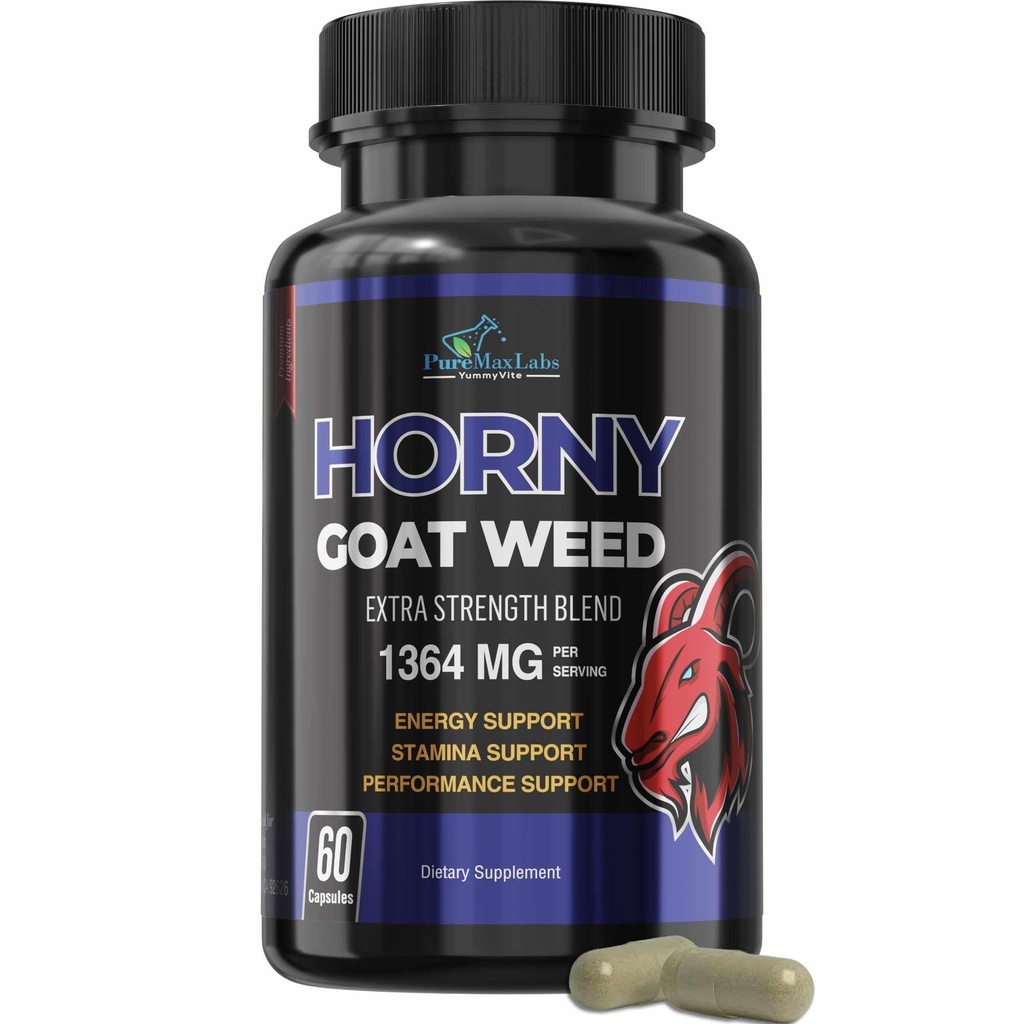 Horny Kaza Nezāļu Extra Strength - ar Maca, L-Arginine, Ginseng - Boost Desire, Veiktspēja, Stamina, Enerģija, Ne-GMO Formula, 60 Kapsulas