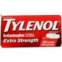 Tylenol Extra Strength Caplets ar 500 mg cetaminofēna, sāpju relivera un drudža reduktoru, 100 na