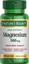 Dabas Bounty Magnijs, Minerāls Papildinājums, Atbalsta Kaulu un muskuļu veselība, 500 mg, Apvalkotās tabletes, 100 Skaits