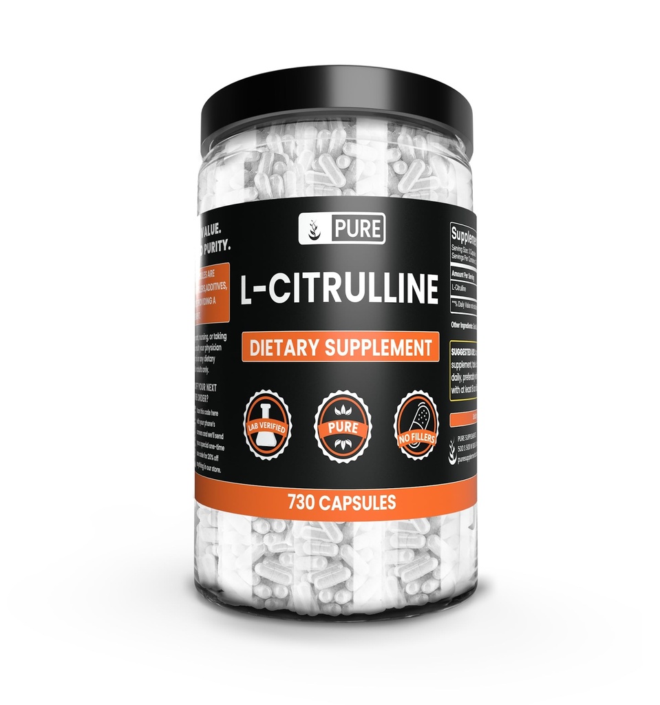 Pure Original Sastāvdaļas L-citrulīns Nē Magnija vai rīsu filtrācijas, Vienmēr Pure, Lab Verified (730 Kapsulas)