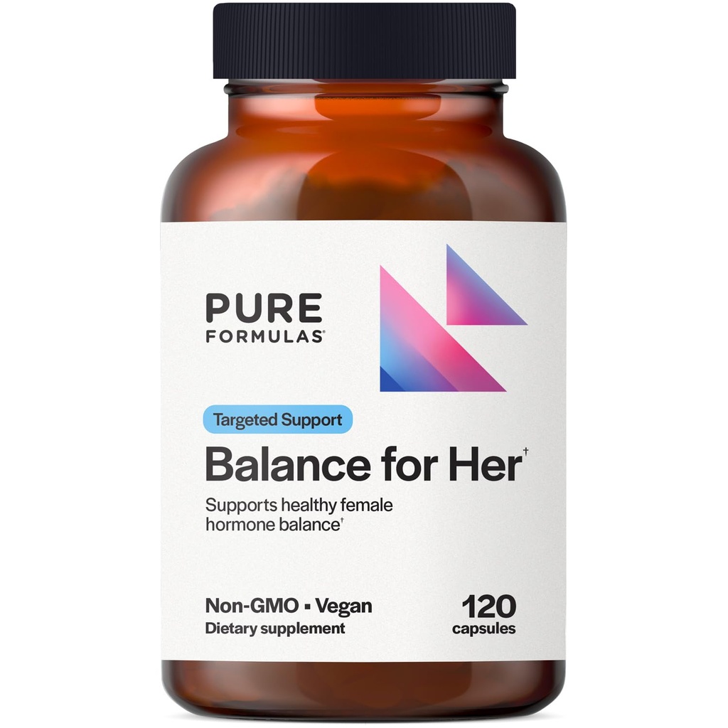 PureFormulas balanss viņas - Hormonu balanss sievietēm - DIM, Black Cohosh, kalcija D-Glucarate, EGCg Zaļās tējas ekstrakts un krāso koka papildinājums Mood Support & Estrogen Metabolisms -120 Kapsulas