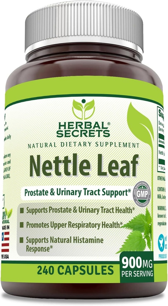 Augu Secrets Nattle Leaf 900 Mg Per Servē 240 kapsulas papildinājums - Atbalsta Urīnceļu un prostatas - Atbalsts Upper Respiratorā veselība