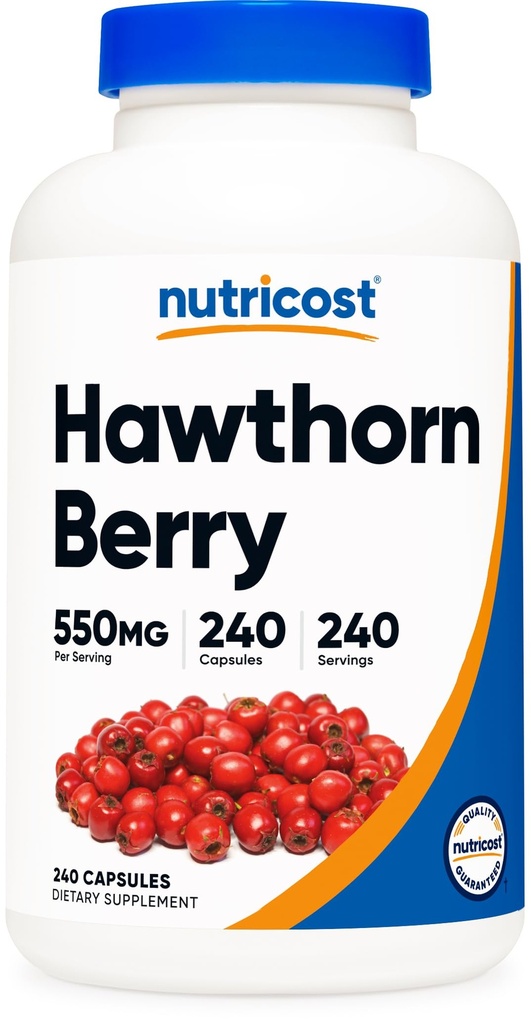 Nutricost Hawthorn Berry Kapsulas 550mg, 240 Kapsulas, Veģetārs Friendly, bez GMO un lipekļa