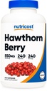 Nutricost Hawthorn Berry Kapsulas 550mg, 240 Kapsulas, Veģetārs Friendly, bez GMO un lipekļa