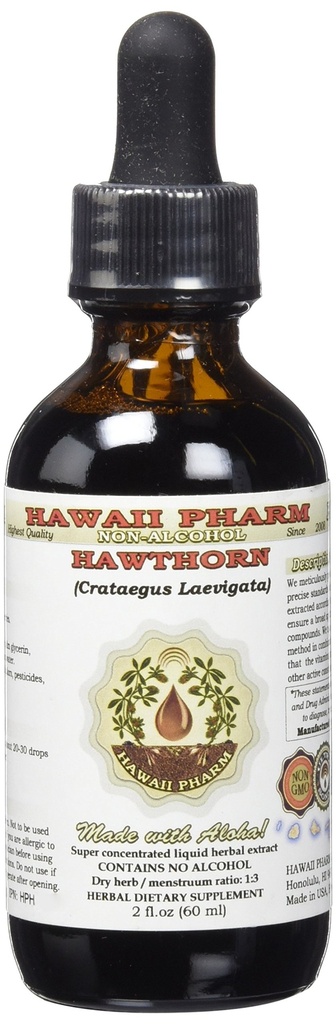 Alkohola-nesaturs, organisks Hawthorn (Crataegus Laevigata) Sausais Berry Glycerite 2oz