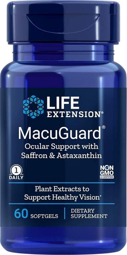 Life Extension Macuguard Ocular Support Plus Astaksantīns, 60 softgeli