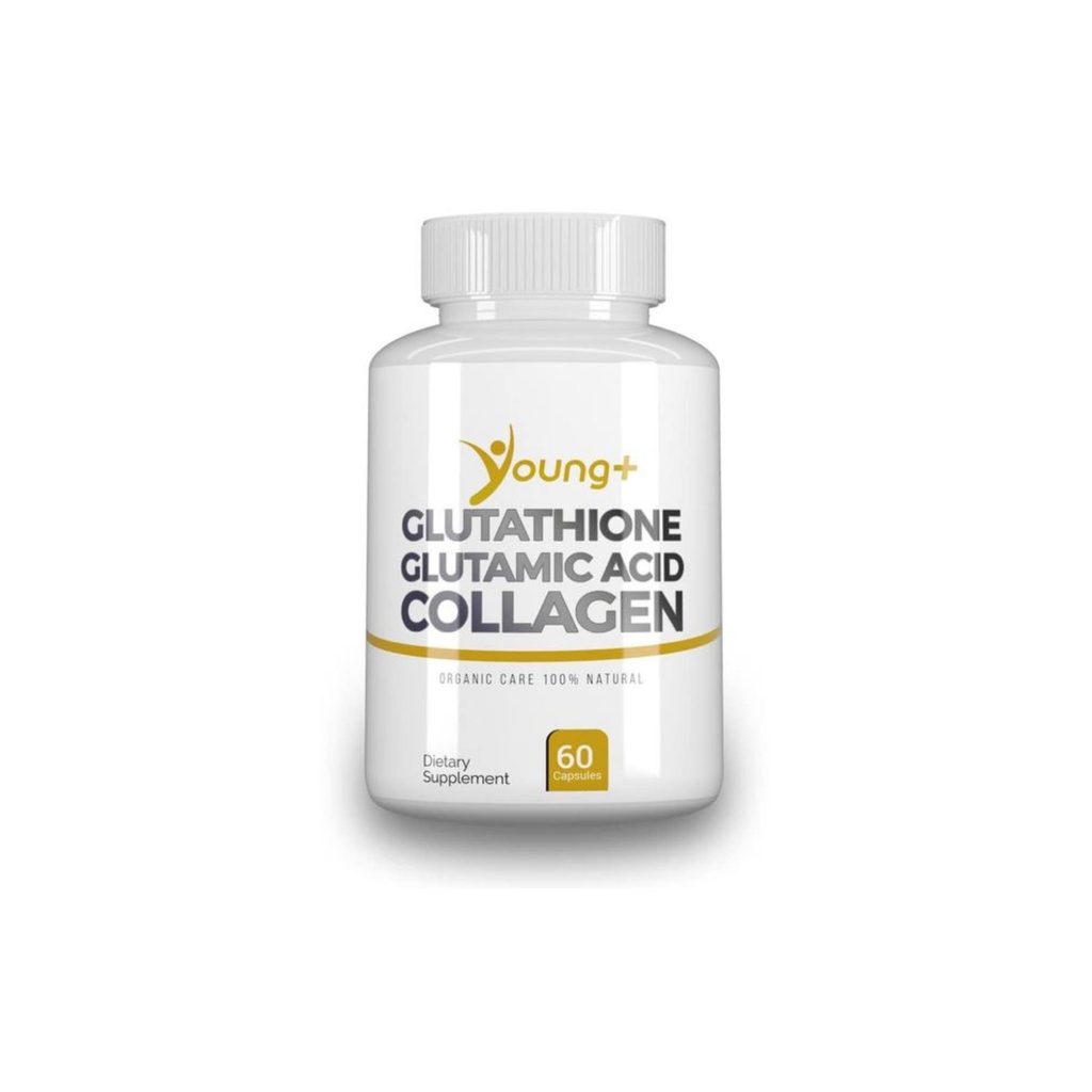 Jauns+ Glutations, glutamīnskābe un kolagēns. Antioksidanta papildinājums - 1000mg, 60 Kapsulas