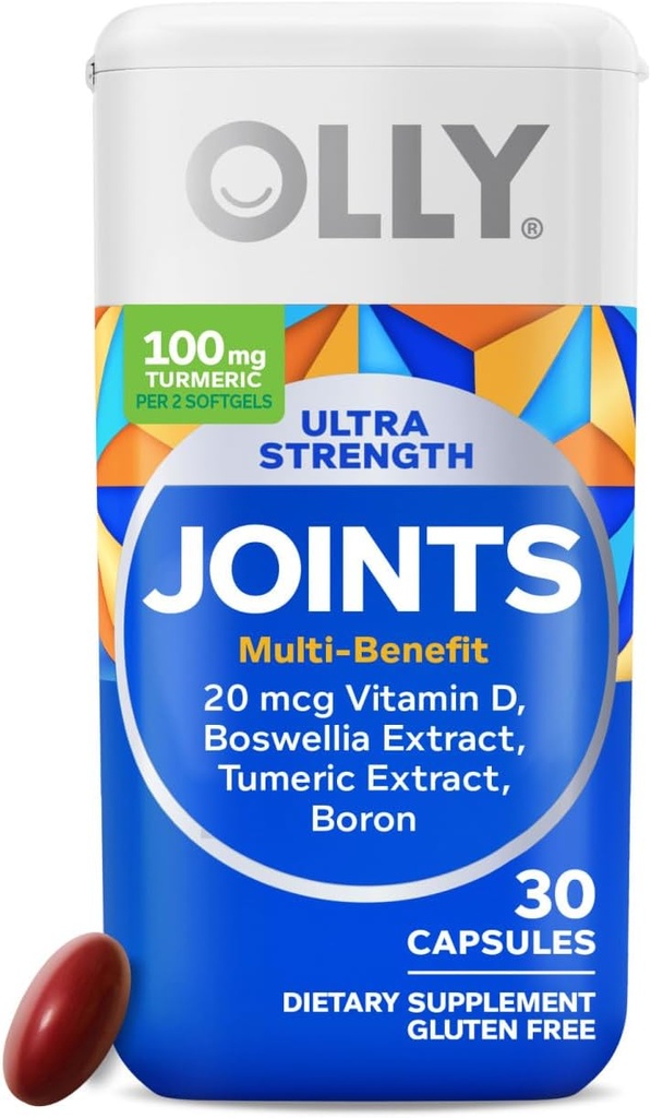 OLLY Ultra Locītavu Softgels, Boswellic ekstrakts, Turmeric, vitamīns D, Boron, 30 dienu piegādes - 30ct