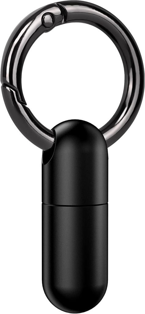 Micro Keychain Pill Holder Titanium Waterproof Mini Pill Konteiners avārijas medicīnā,Ceļojums Purse kabatiņa (Melns)