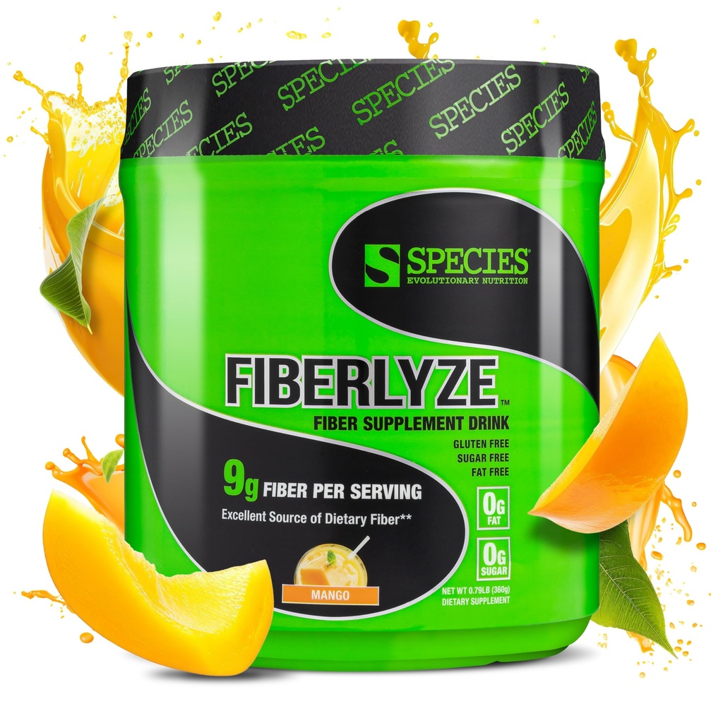 Suga Uzturs Fiberlyze Fiber papildinājums, Psillija bāzes šķīstošais un nešķīstošais Fiber pulveris veselīgas resnās zarnas, gremošanas funkcijas (Mango, 30 Kalpo)