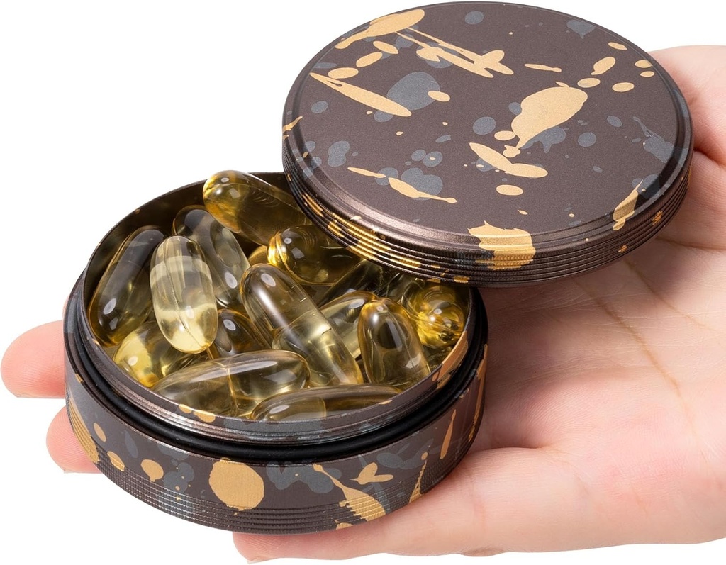 Purzes un kabatas kaste - Metāla ikdienas Pill kaste ceļošanai, Pārnēsājams ūdensdrošs Pill Organizators Vienu zāļu konteinera turētājs vitamīniem, zivju eļļa, papildinājumi