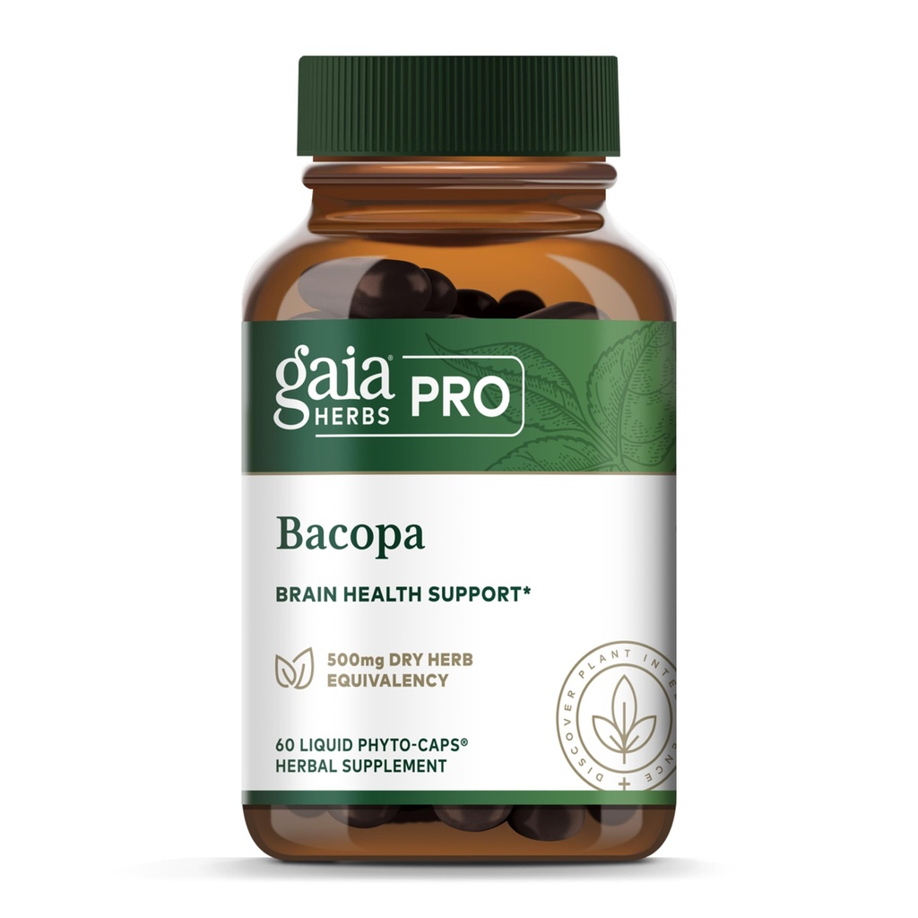 GAIA HERBS PRO Bacopa - Smadzeņu veselība un nootropais atbalsts - 60 Šķidrie fitokapi (30 Kalpo)