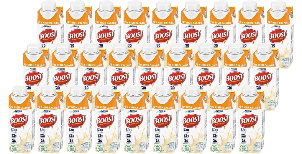 Boost Ļoti augsts kaloriju saturs Uztura dzēriens, Ļoti Vanilla, 8 Ounce kastīte, iepakojumā 27