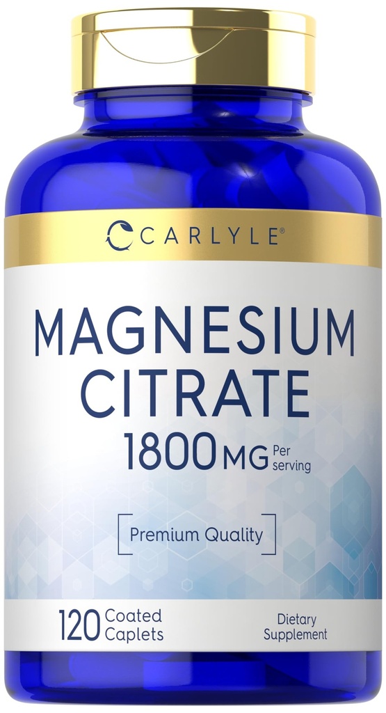 Carlyle magnija citrāts - 1800mg - 120 apvalkotas Caplets - Veģetārs, ne-GMO, un bez lipekļa papildinājums
