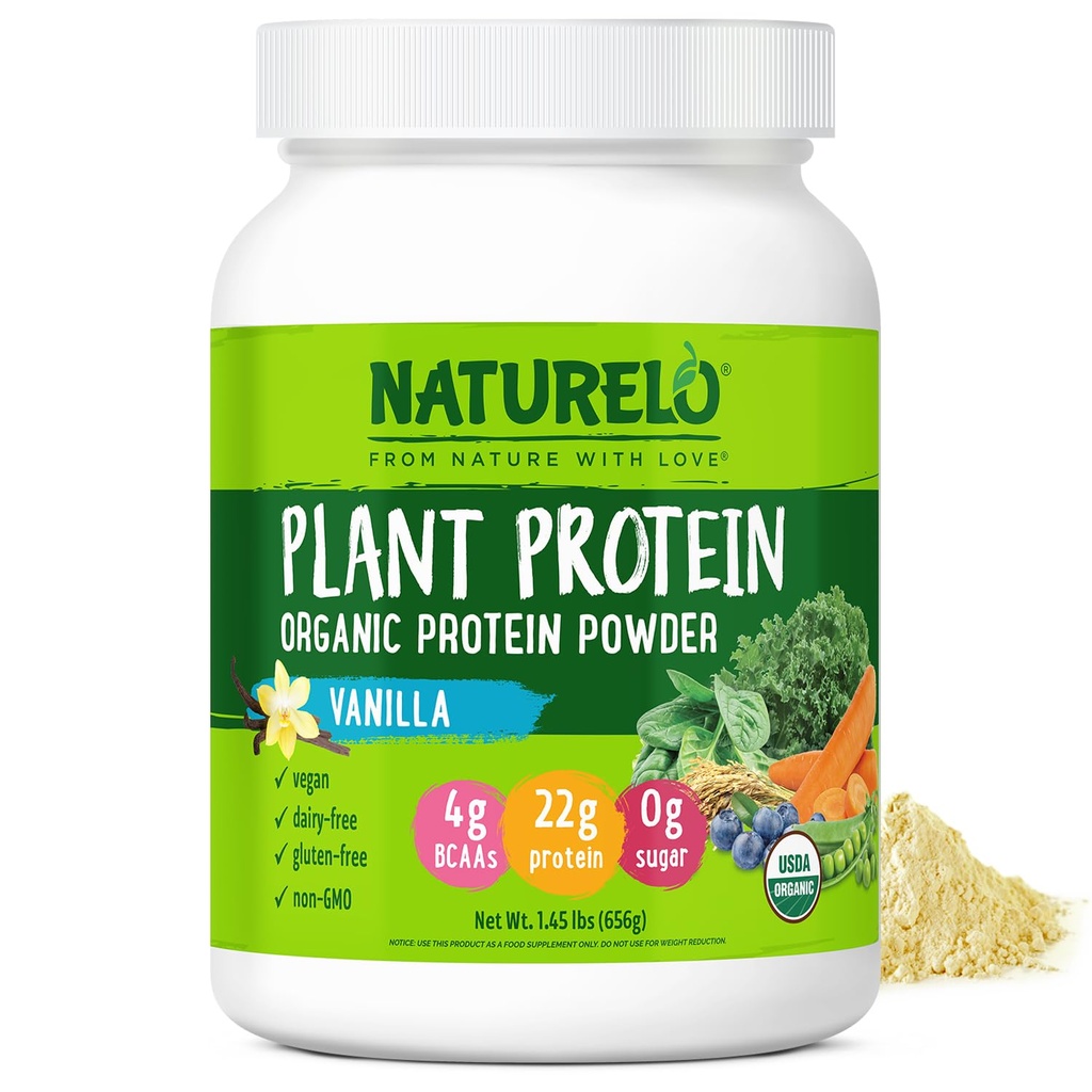 NATURELO augu olbaltumvielu pulveris, Vaniļa, 22g proteīni - ne-GMO, vegāns, Nē glutēns, piena, vai sojas - Nav mākslīgie uzputojumi, sintētiskā krāsošana, konservanti, vai piedevas - 20 Kalpo