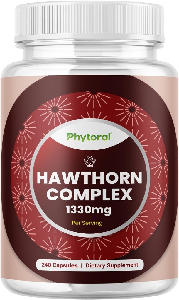 Augsta stipruma Hawthorn Berry Capsules - Pure Antioksidants Hawthorn Berry Papildinājums ar lapu un ziedu ekstraktu 4:1 Veselīgai sirdij un Gremošanu - Enerģijas atbalsts vīriešiem un sievietēm - 240 Count Pack