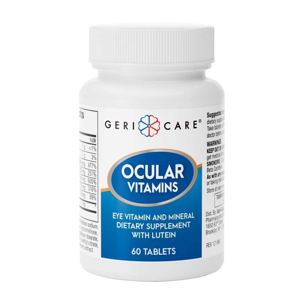 GeriCare acu vitamīni, acu vitamīni un minerālvielas ar luteīnu, uztura bagātinātāju tabletes, 60 skaitļa (1. iepakojums)