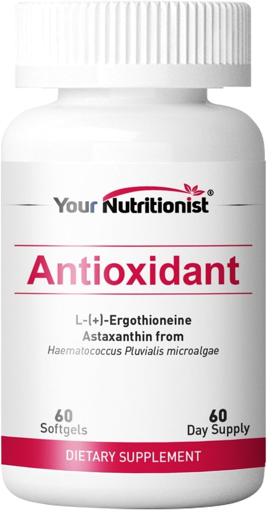 Antioksidants Softgels - astaksantīns no Aļģēm, Ergotioneīns - 60 grāfi, 60 dienu piegādes
