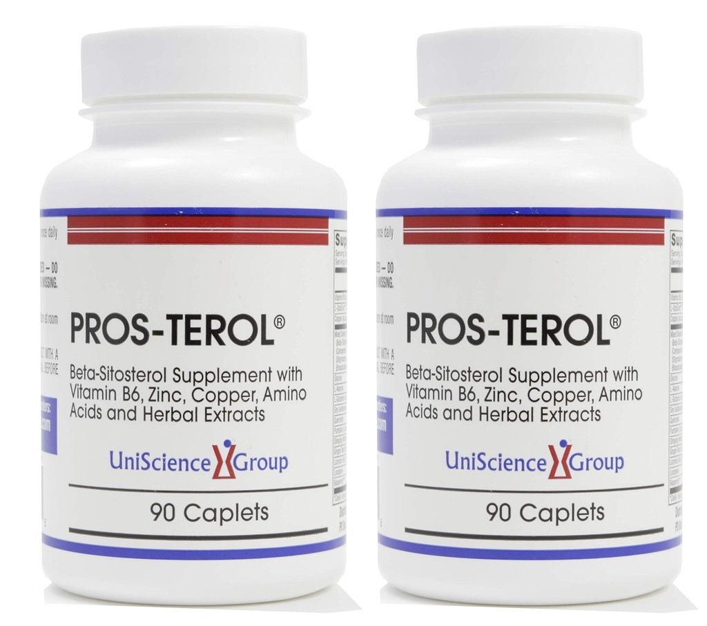Pros-TEROL (2 pudeļu komplekts), prostatas atvieglojums ar 900 mg augu steroliem ar ķirbju sēklām, dzeloņainu kauliņu saknes, ingvera saknes, lakricas saknes ekstraktiem 90 Caplets