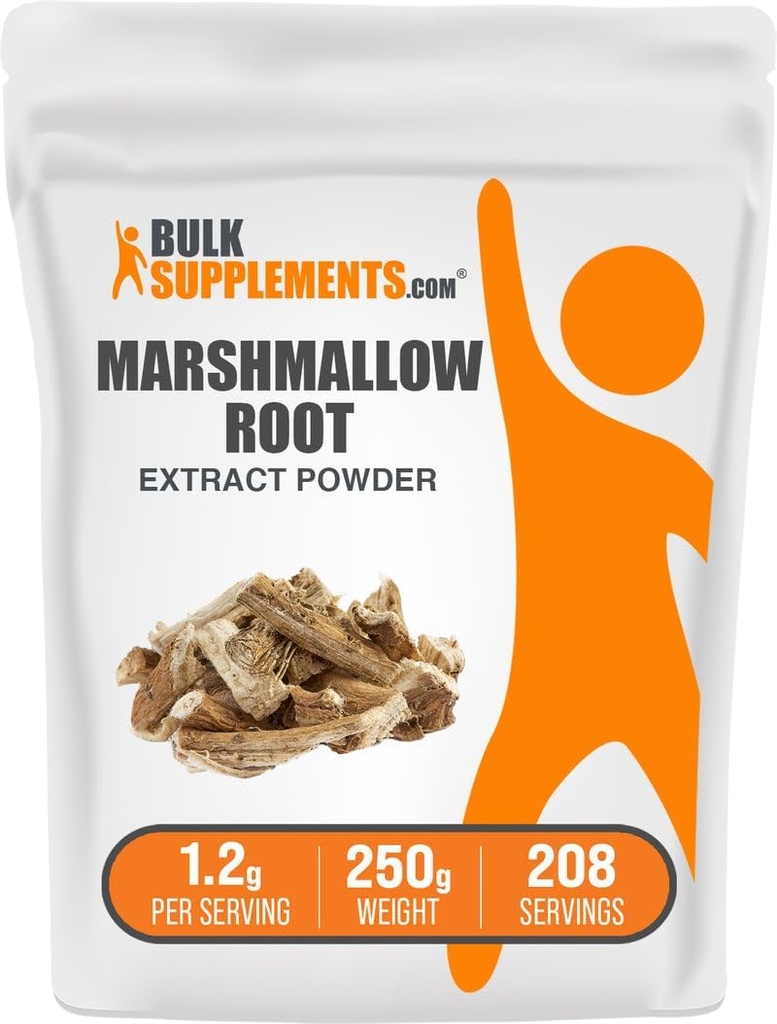 BulkSupplements.com Marshmallow Saknes ekstrakts Pulveris - Marshmallow Saknes papildinājums, Herbal Papildinājums - bez lipekļa, 1.2g per Serving, 250g (8.8 oz) (iepakojums no 1)