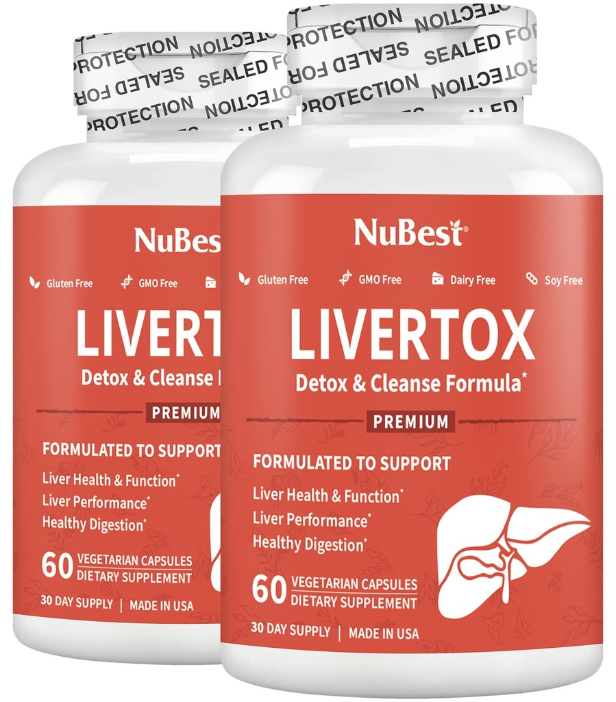 LiverTox - Advanced Aknu Detox & Cleanse Formula - Herbal Aknas Atbalsts ar piena dadži, Turmeric, Artišoks, Dandelion, Bites un Cinka palīdz aknu funkcijas un Gremošanas Pack 2