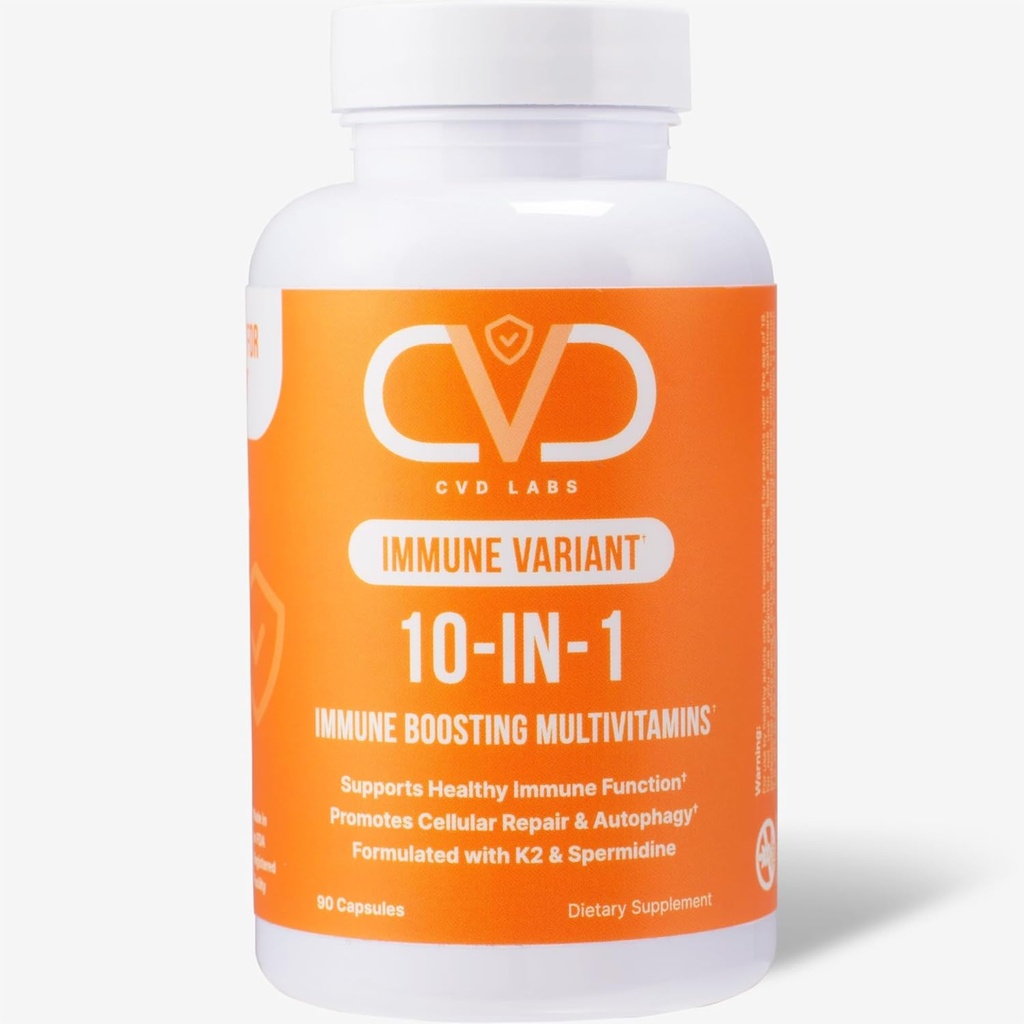 10-in-1 Imūnvariants, imūnā revakcinācija Papildinājums ar B vitamīna kompleksu, cinku, kurkumu, vitamīniem C & D Imūnsupport un Defense, Imunitātes multivitamīni sievietēm un vīriešiem, 90 kapsulas
