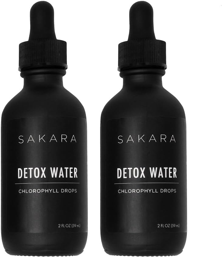 SAKARA Detox ūdens pilieni, 60 Kalpojumi - hlorofila šķidrie pilieni, hlorofila ūdens limfātiskajam notekūdenim, ķermeņa detox dzēriens, dabas enerģijas atbalsts, šķidrā hlorofila pilieni papildinājums, vitamīni