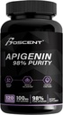 Apigenin Papildinājums 100mg no Kumelīšu ekstrakts 120 Skaits - 98% tīrība- Apigenin Papildinājums miegam, Mood, Cognition, prostatas veselību - Izcila miega palīdzība, Non-GMO, No Fillers - 4-Mēness Supply