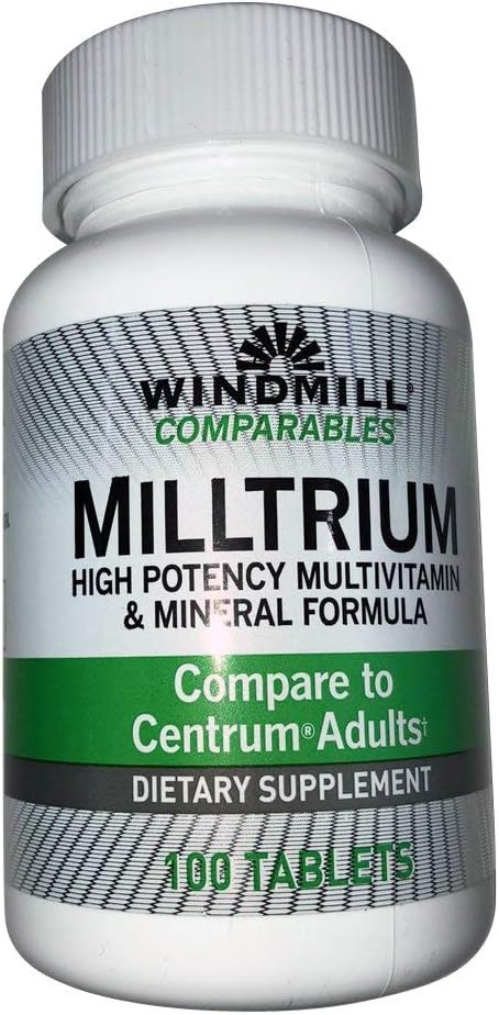 Vējdzirnavas Salīdzināmās tabletes Milltrium augstas potences multivitamīnu un minerālo tablešu 100 Ea (2. iepakojums)