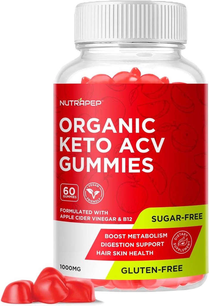 Organic Keto ACV Gummies - bez lipekļa un bez cukura Apple Sidra Etiķis Pielikums sievietēm Vīriešiem (1000MG)