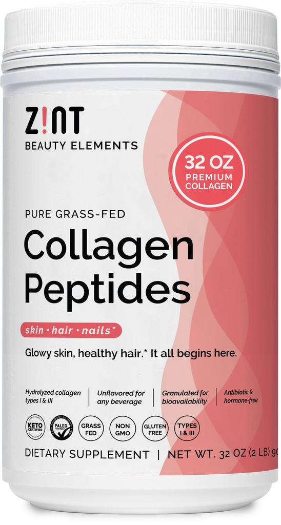 Kolagēna peptīdu pulveris XL (32 oz): Paleo un Keto Friendly Zāle-Fed Hidrolizēts kolagēna proteīna papildinājums - Neuzliesmojošs, neĢMO (iepakojums May Vary)