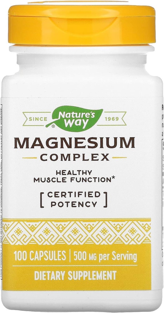Dabas ceļš Premium Magnija komplekss Papildinājums, 500 mg uz apkalpo, 100 kapsulas